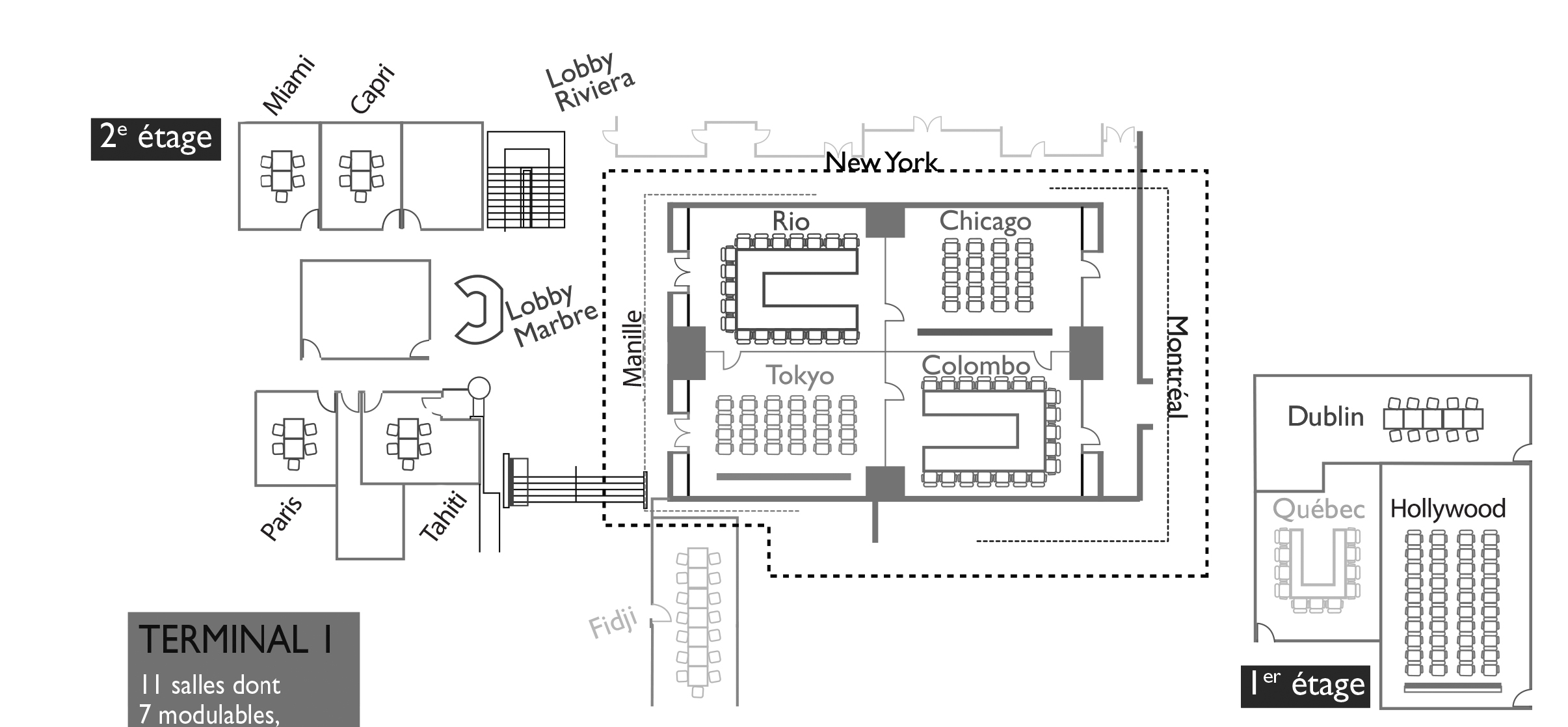 Plan location de salles et de bureaux terminal 1
